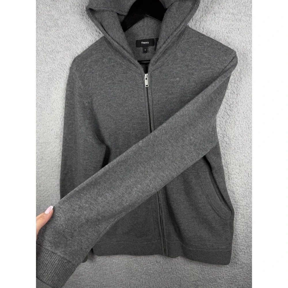 Theory Alcos Wool / Cashmere Men's Sz M Full Zip Hoodie Sweater in Gray